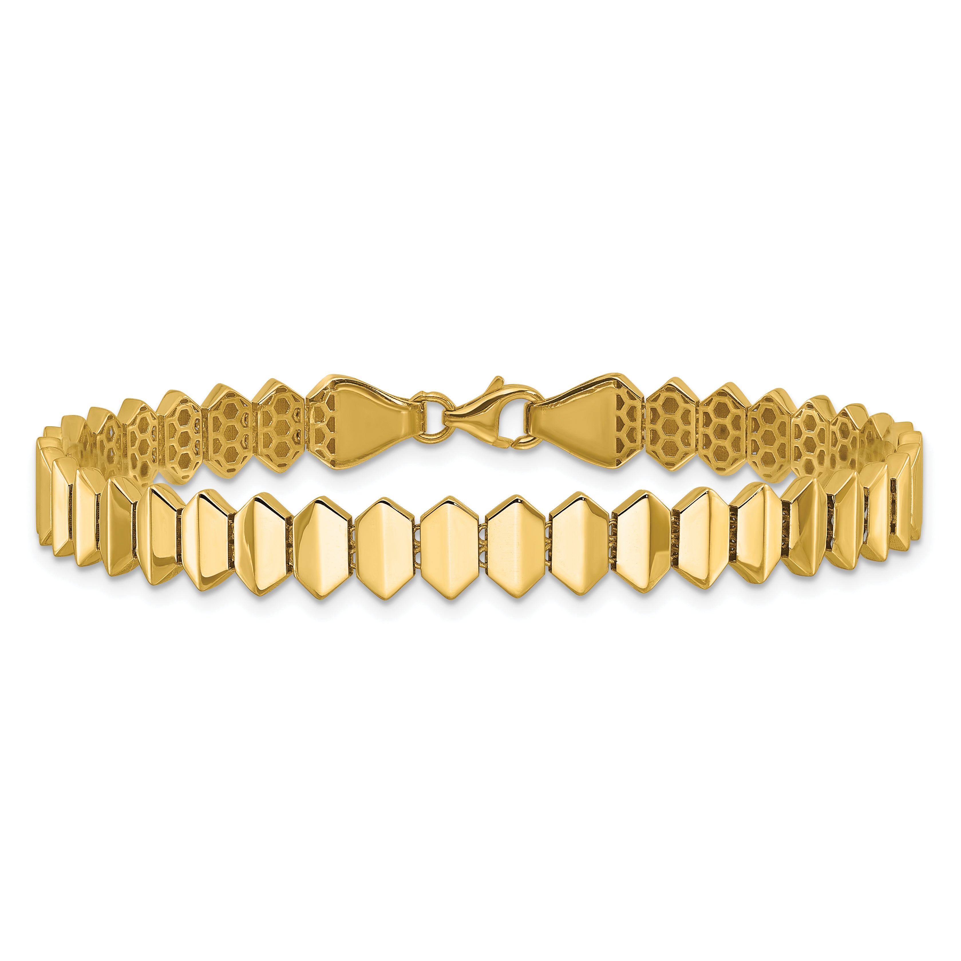 14K Polished Fancy Geometric Link Bracelet