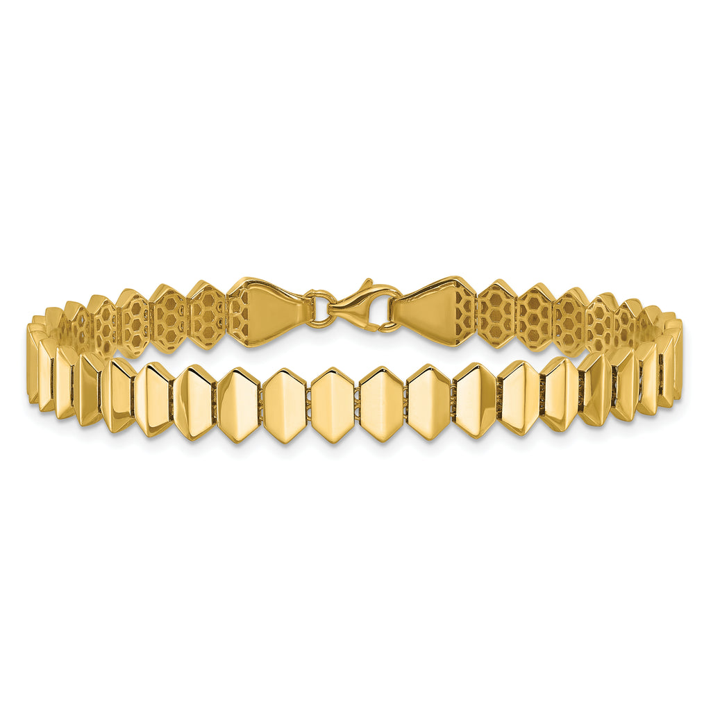 14K Polished Fancy Geometric Link Bracelet