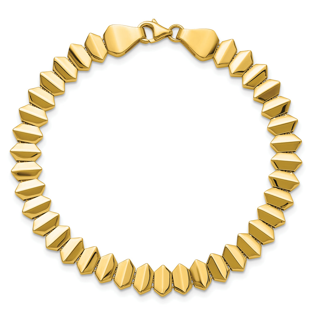 14K Polished Fancy Geometric Link Bracelet
