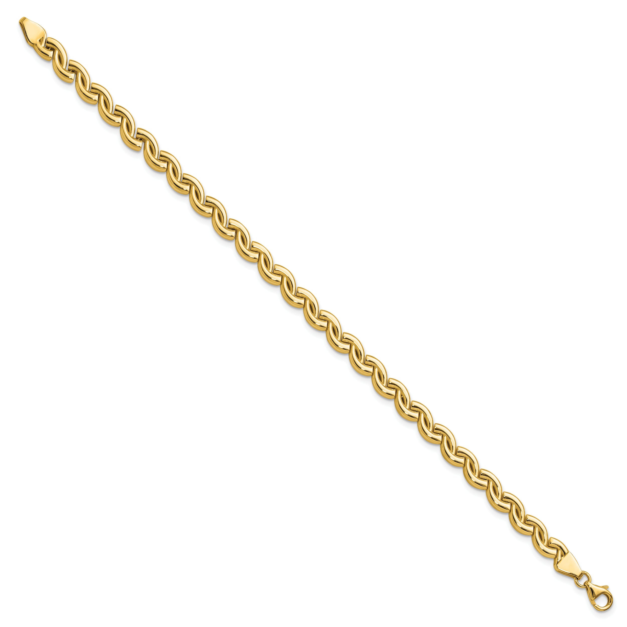 14K Polished Fancy Wave Link Bracelet
