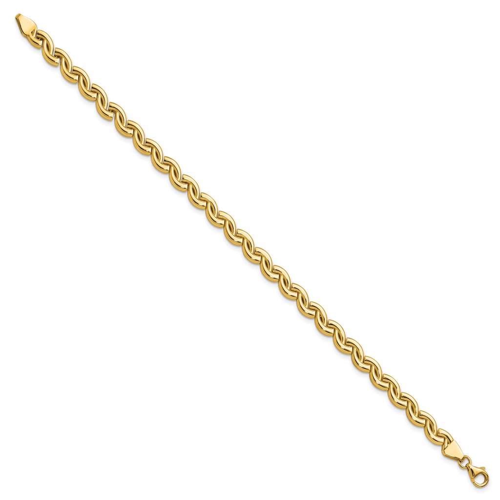 14K Polished Fancy Wave Link Bracelet