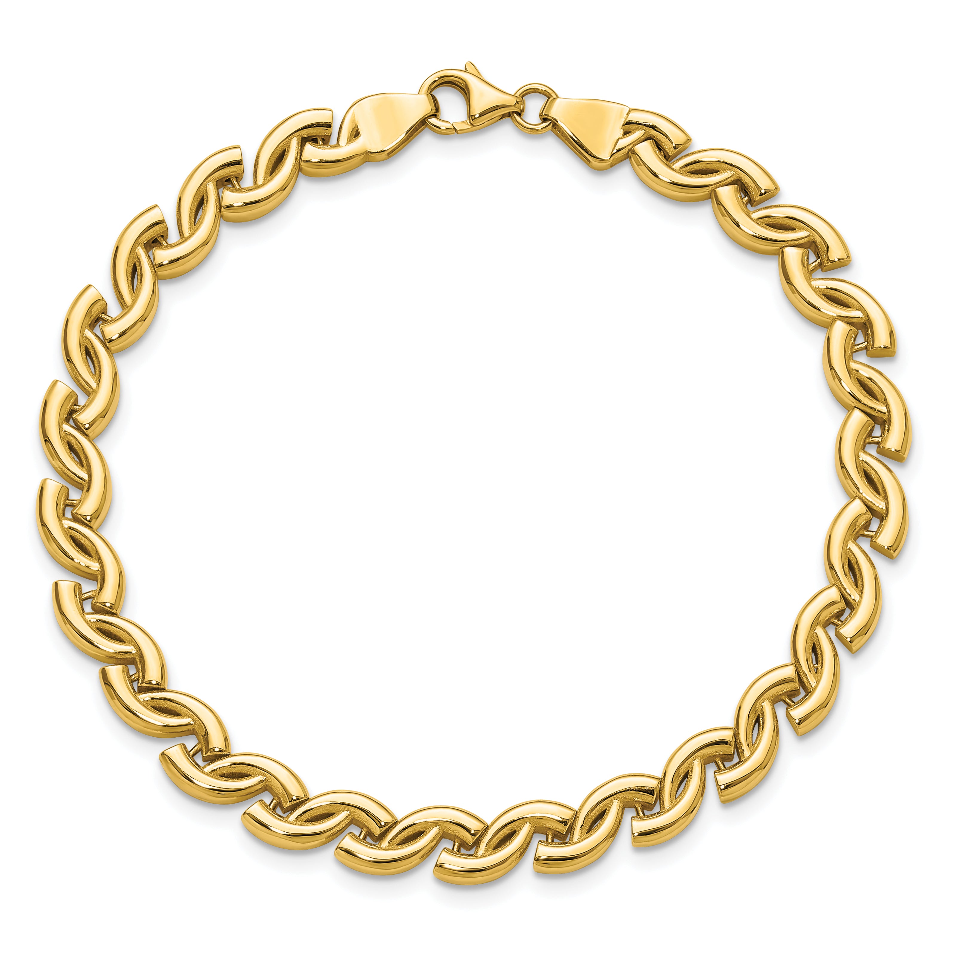 14K Polished Fancy Wave Link Bracelet