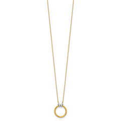 14K with Rhodium Polished Circle Necklace
