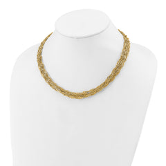 14K Polished/Diamond-cut Multi-strand Singapore Necklace