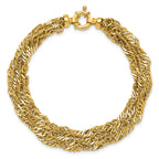 14K Polished/Diamond-cut Multi-strand Singapore Bracelet