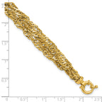 14K Polished/Diamond-cut Multi-strand Singapore Bracelet