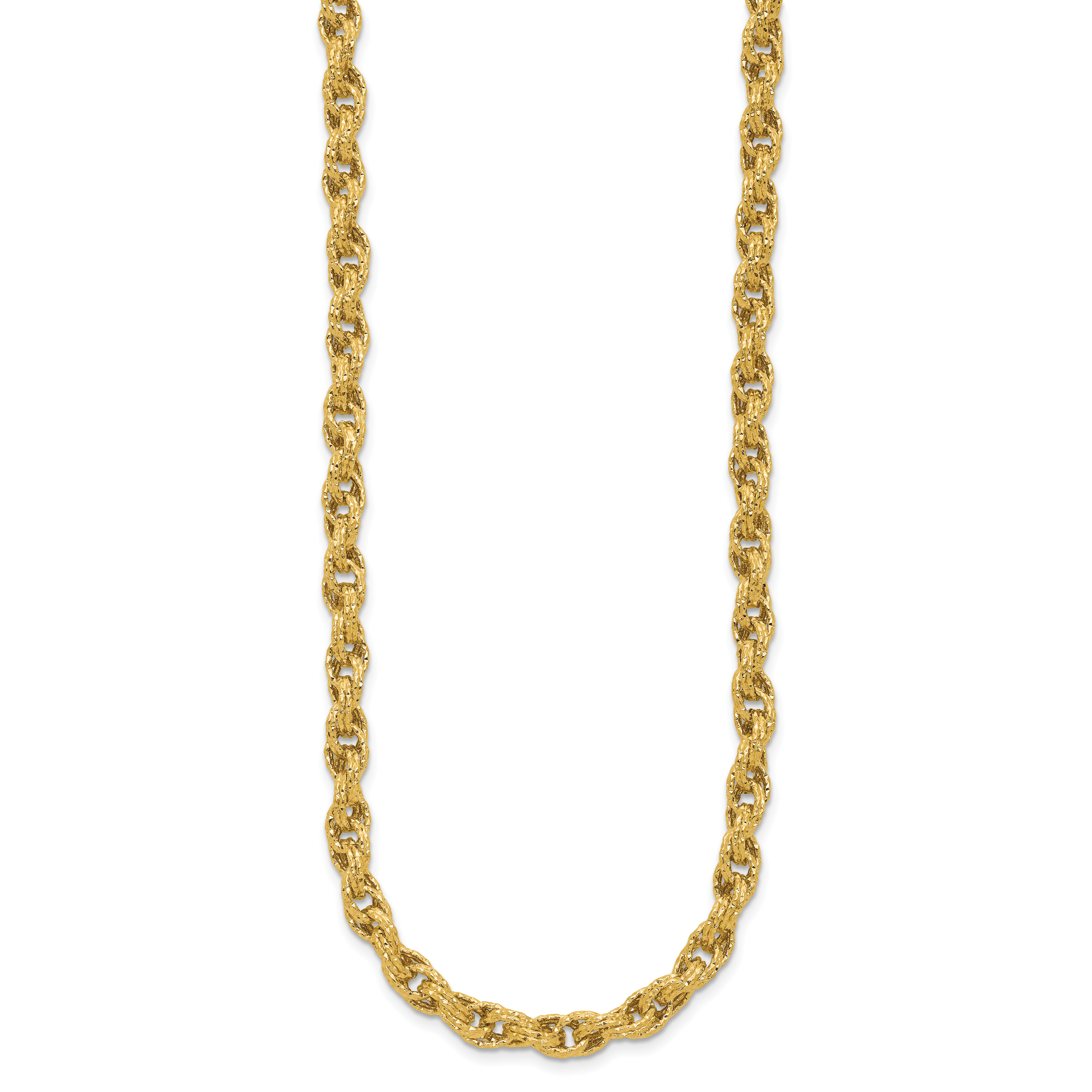 14K Polished/Textured/Dia-cut Twisted Link Necklace