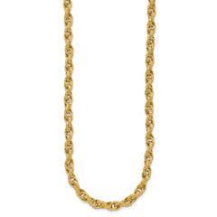 14K Polished/Textured/Dia-cut Twisted Link Necklace