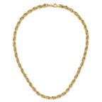 14K Polished/Textured/Dia-cut Twisted Link Necklace