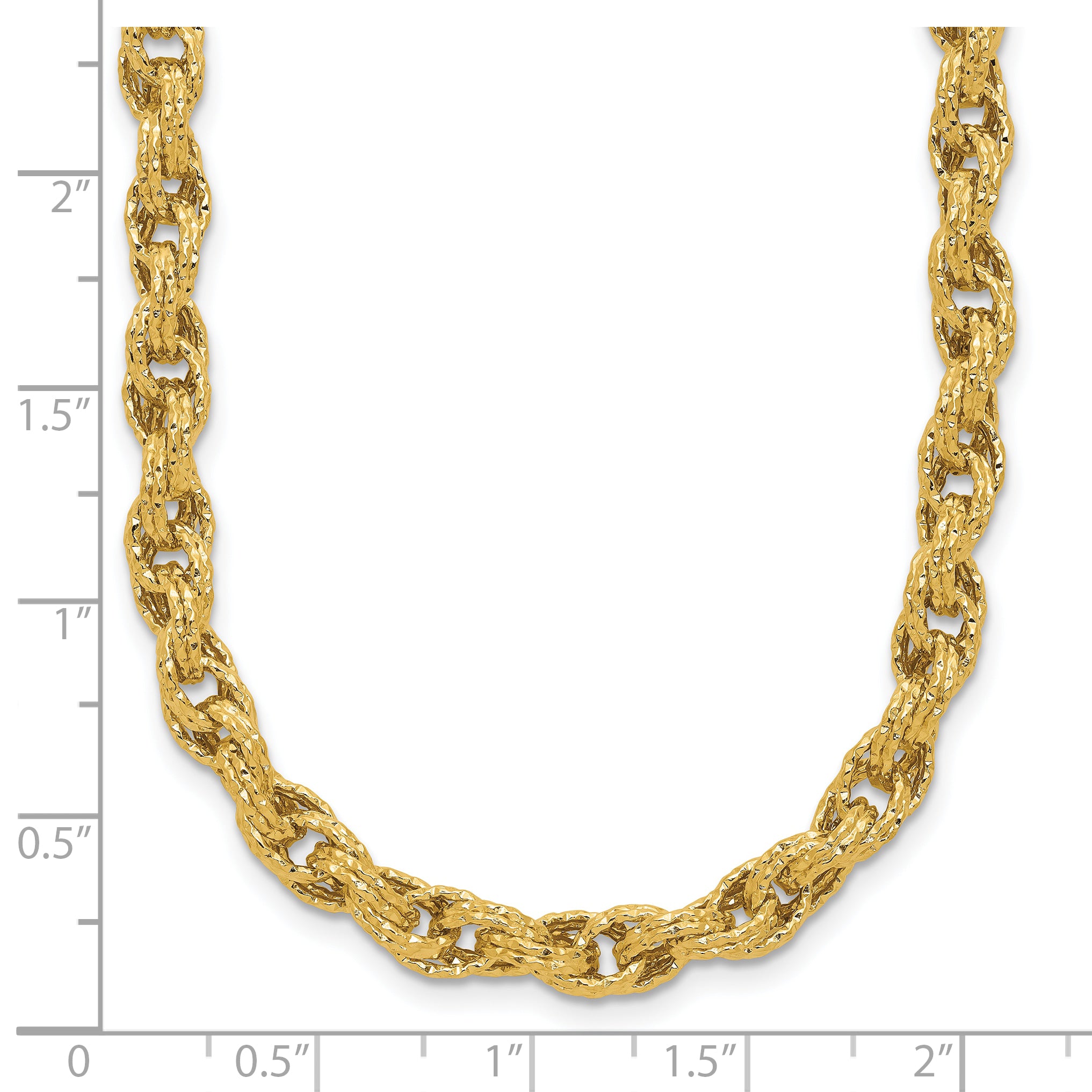 14K Polished/Textured/Dia-cut Twisted Link Necklace