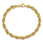14K Polished/Textured/Dia-cut Twisted Link Bracelet