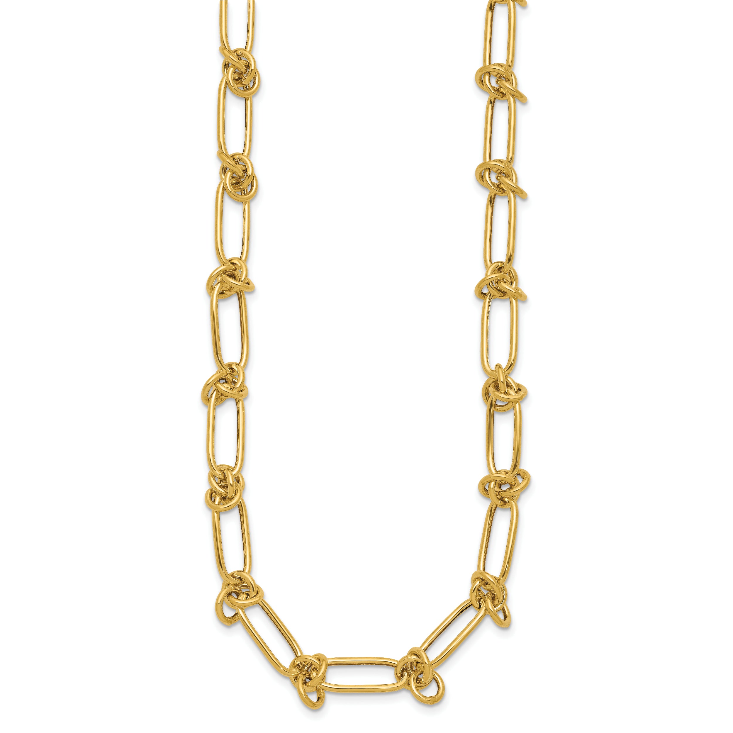 14K Polished Love Knot Fancy Paperclip Link Necklace