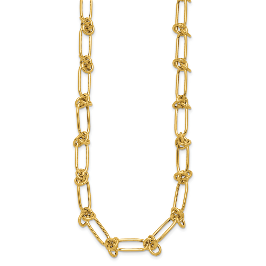 14K Polished Love Knot Fancy Paperclip Link Necklace