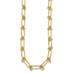 14K Polished Love Knot Fancy Paperclip Link Necklace