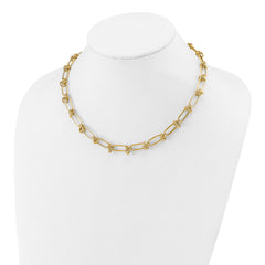 14K Polished Love Knot Fancy Paperclip Link Necklace