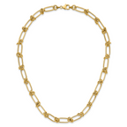 14K Polished Love Knot Fancy Paperclip Link Necklace