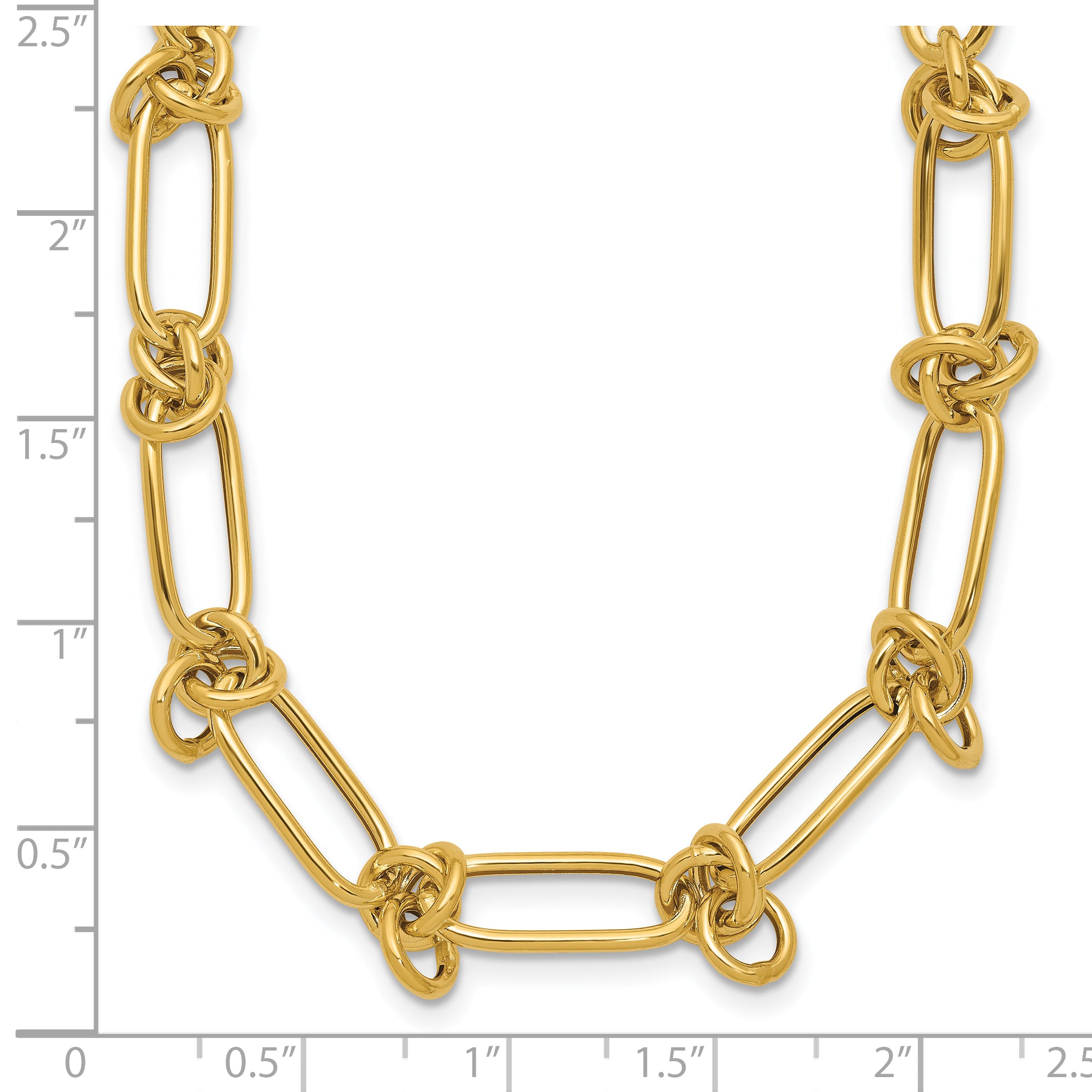 14K Polished Love Knot Fancy Paperclip Link Necklace