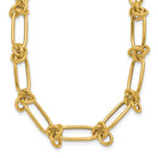 14K Polished Love Knot Fancy Paperclip Link Necklace