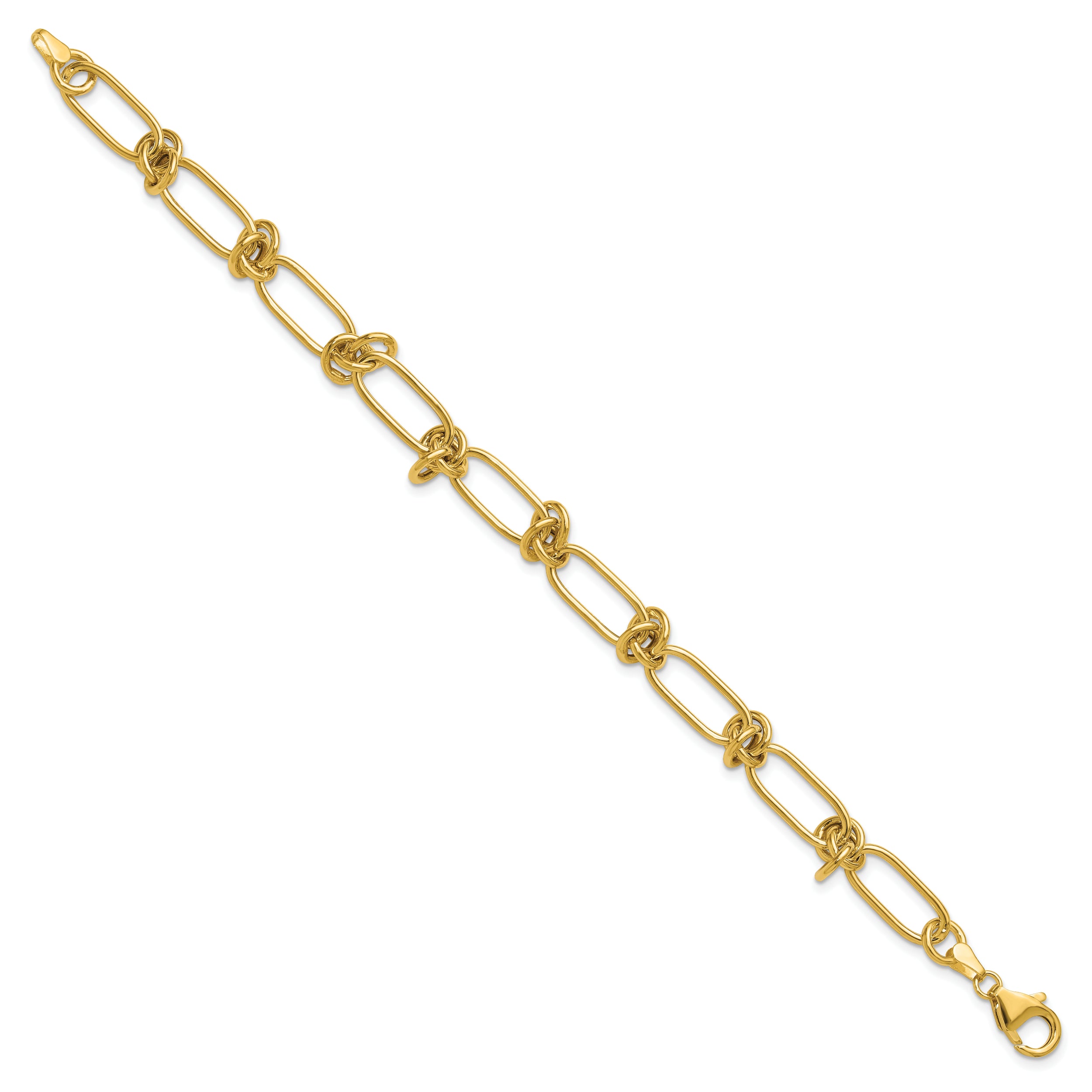 14K Polished Love Knot Fancy Paperclip Link Bracelet