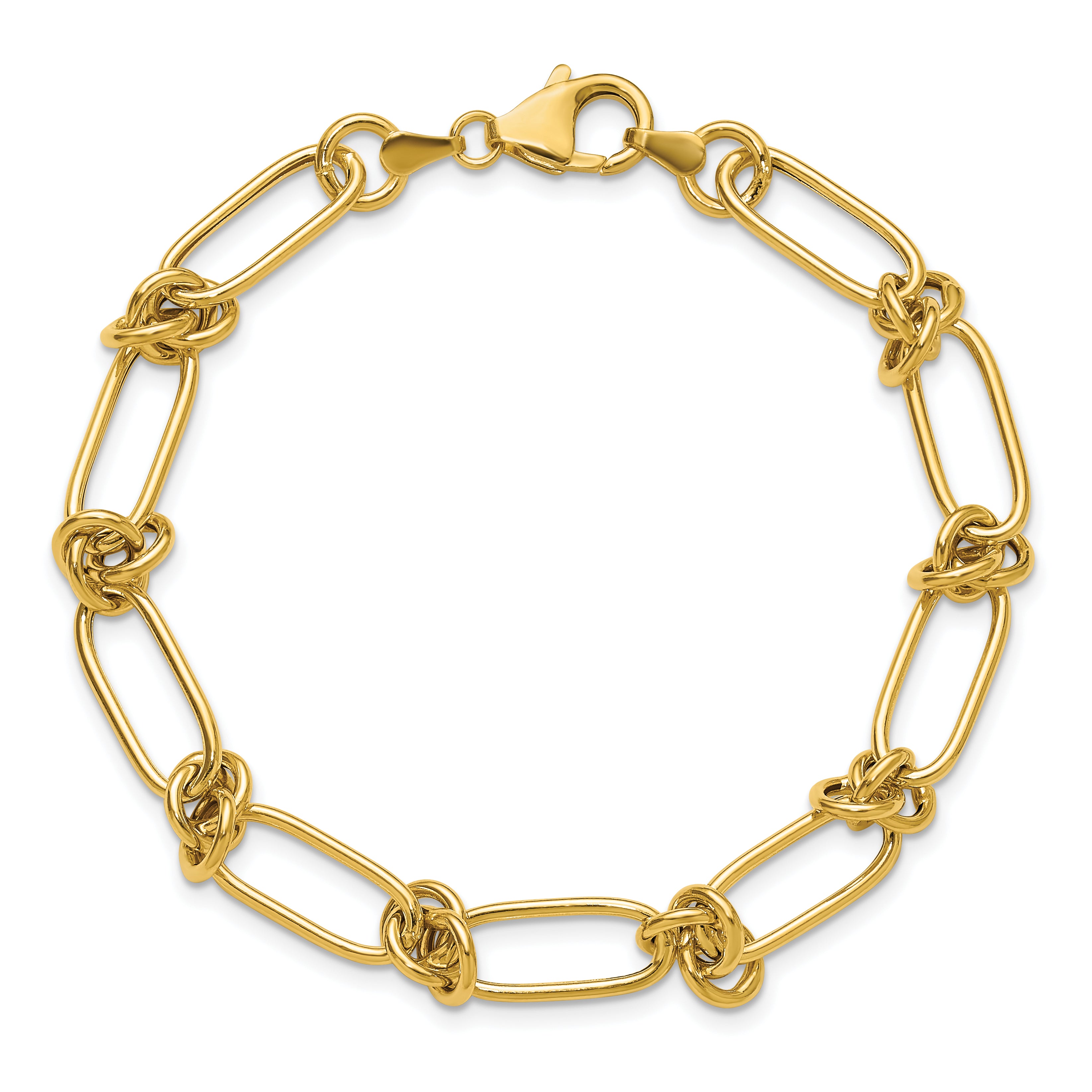 14K Polished Love Knot Fancy Paperclip Link Bracelet