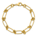 14K Polished Love Knot Fancy Paperclip Link Bracelet