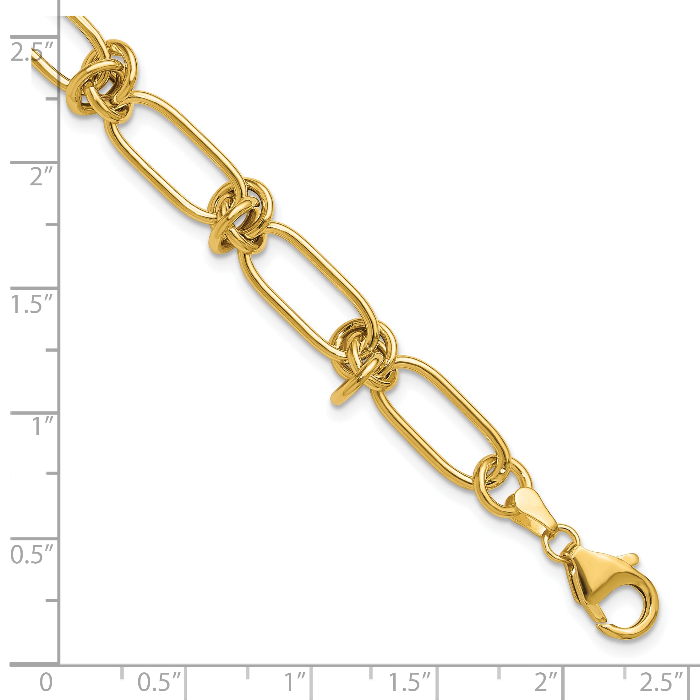 14K Polished Love Knot Fancy Paperclip Link Bracelet