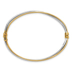14K w/Rhodium Polished/Diamond-cut Twist Hinged Bangle