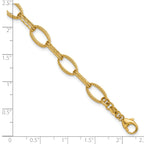 14K Polish/Texture/Dia-cut Fancy Oval Link Bracelet