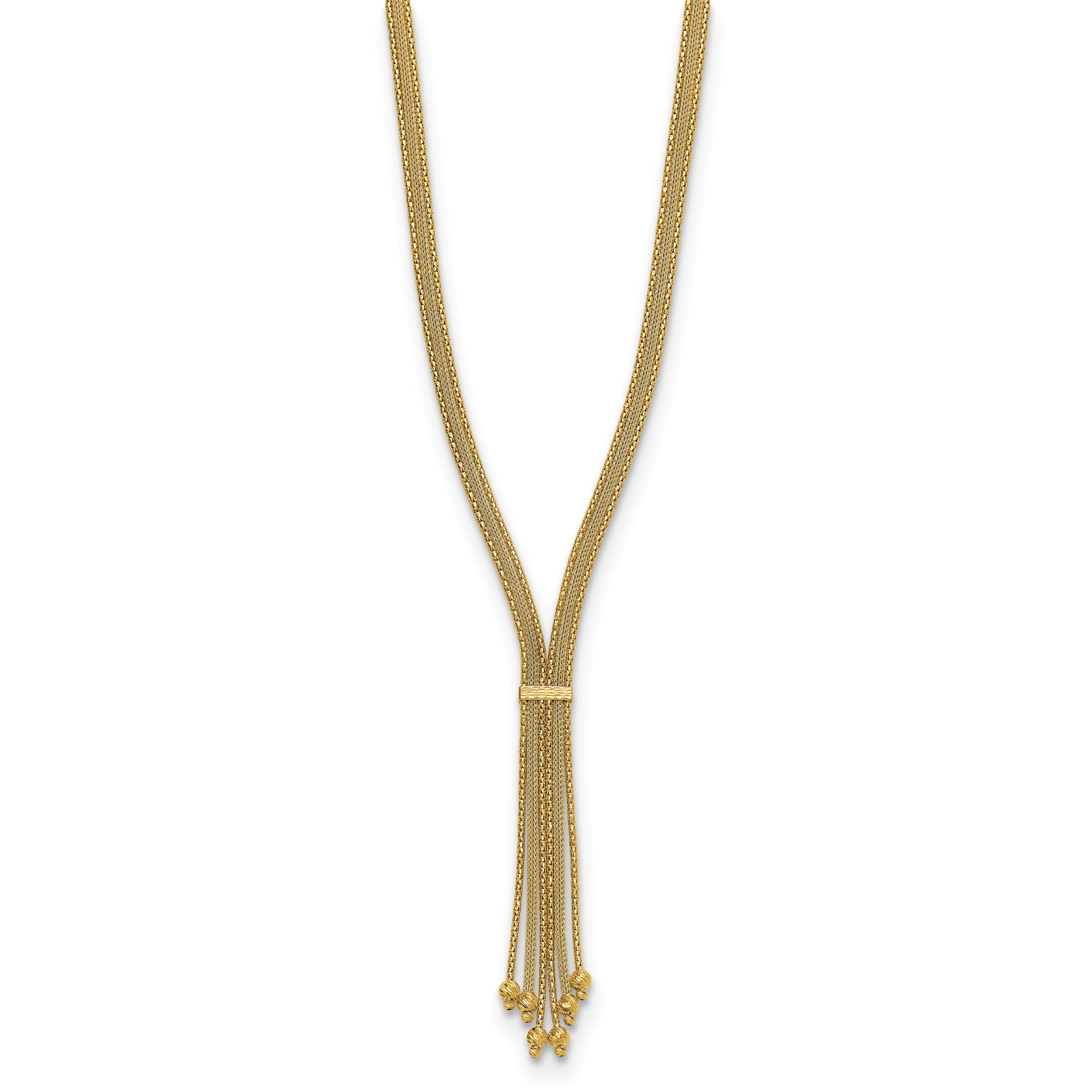 14K Polish/Texture/Dia-cut Fancy Drop Necklace