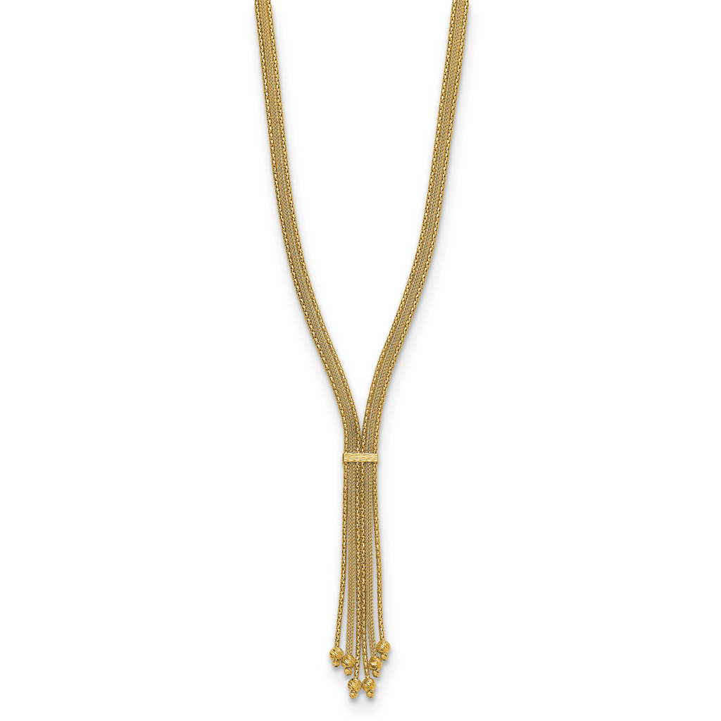 14K Polish/Texture/Dia-cut Fancy Drop Necklace