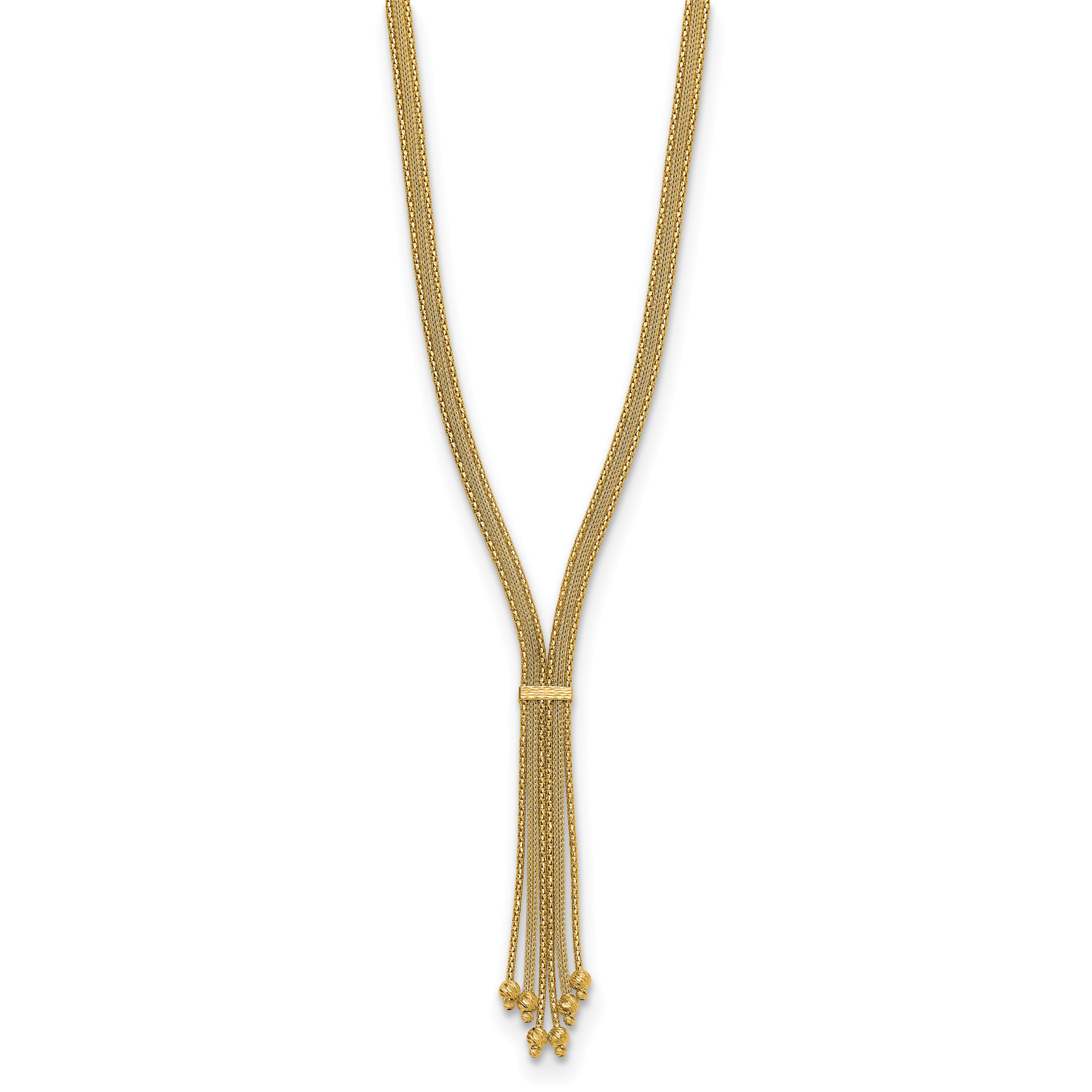 14K Polish/Texture/Dia-cut Fancy Drop Necklace
