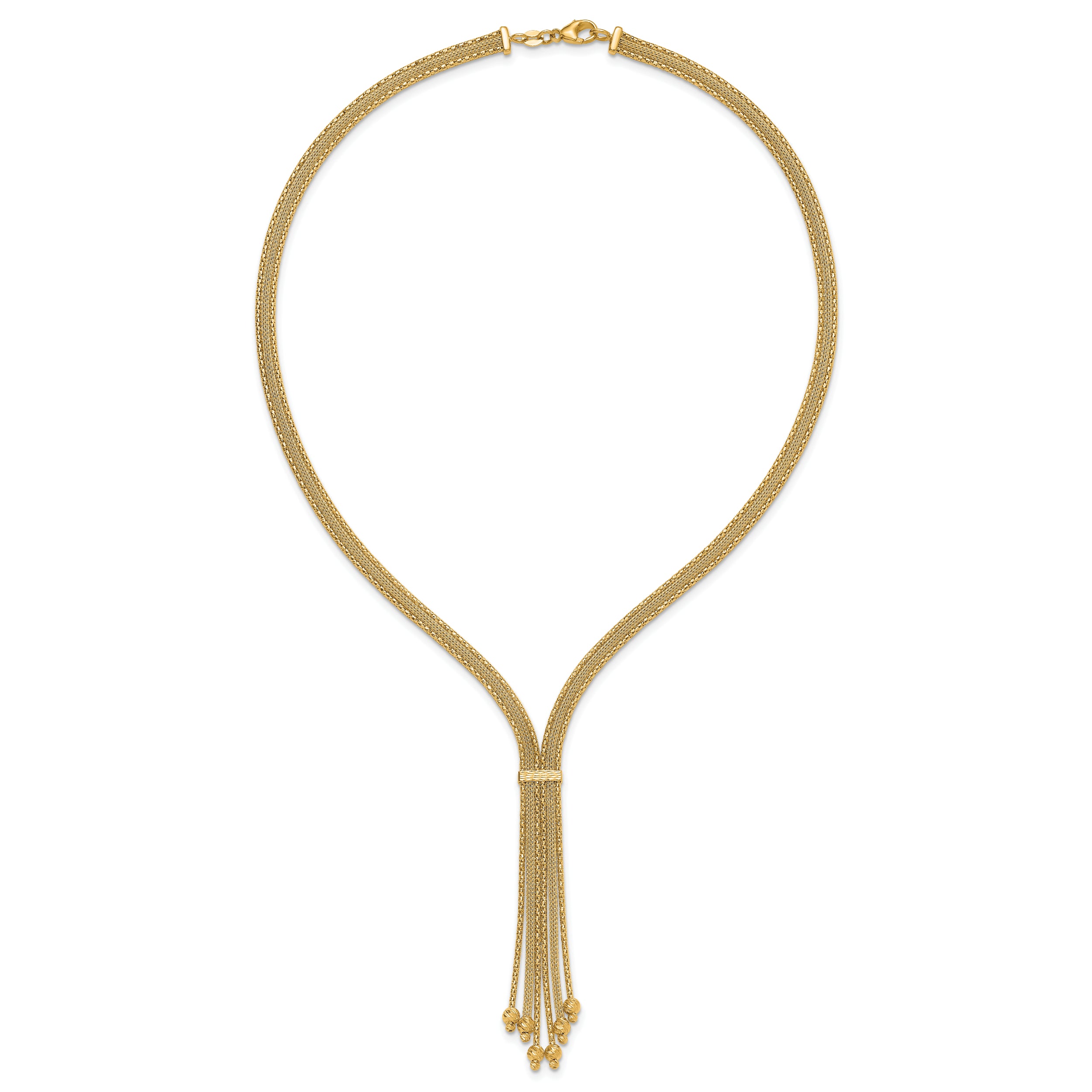 14K Polish/Texture/Dia-cut Fancy Drop Necklace