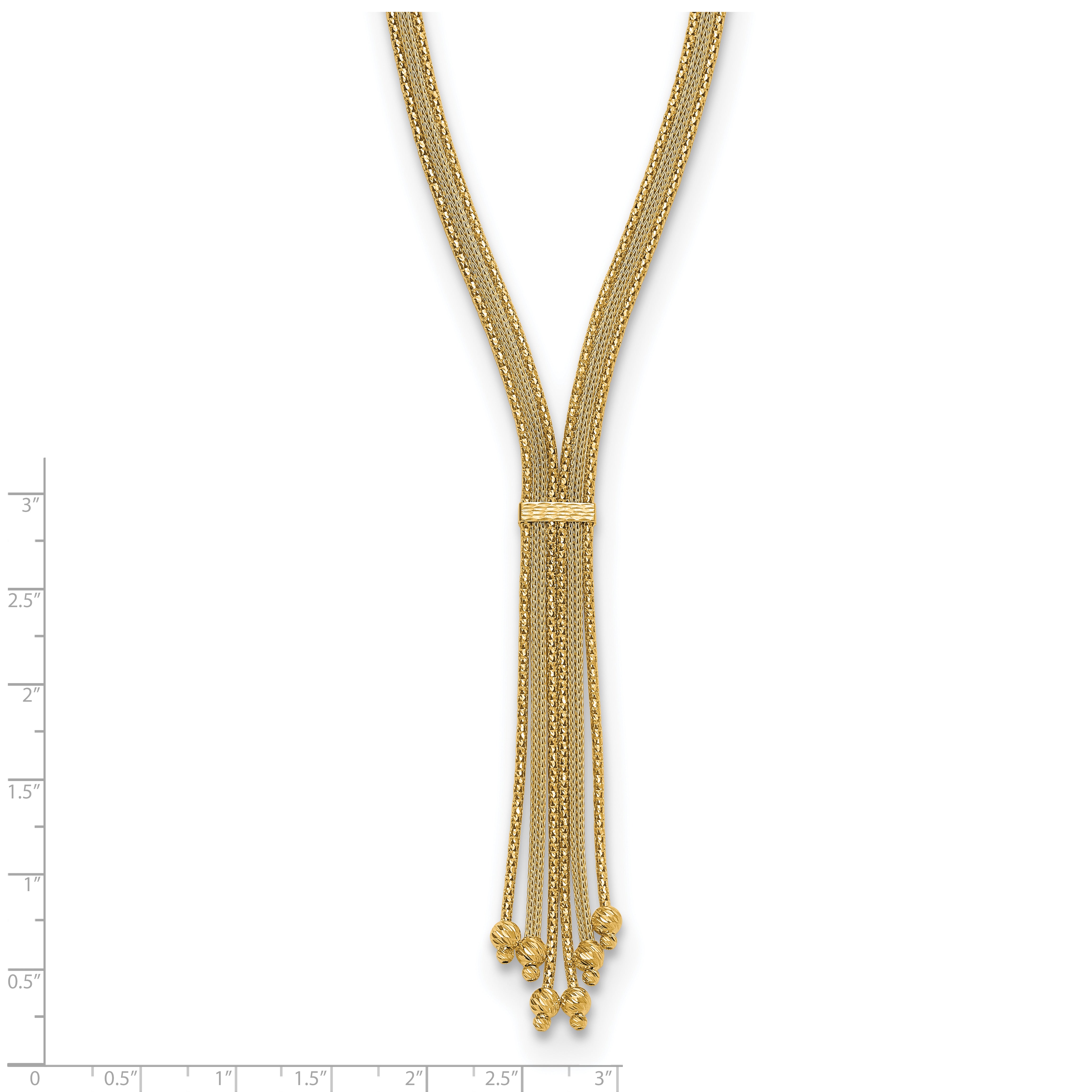 14K Polish/Texture/Dia-cut Fancy Drop Necklace