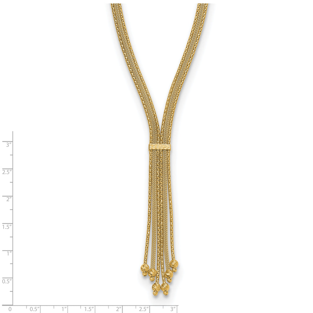 14K Polish/Texture/Dia-cut Fancy Drop Necklace