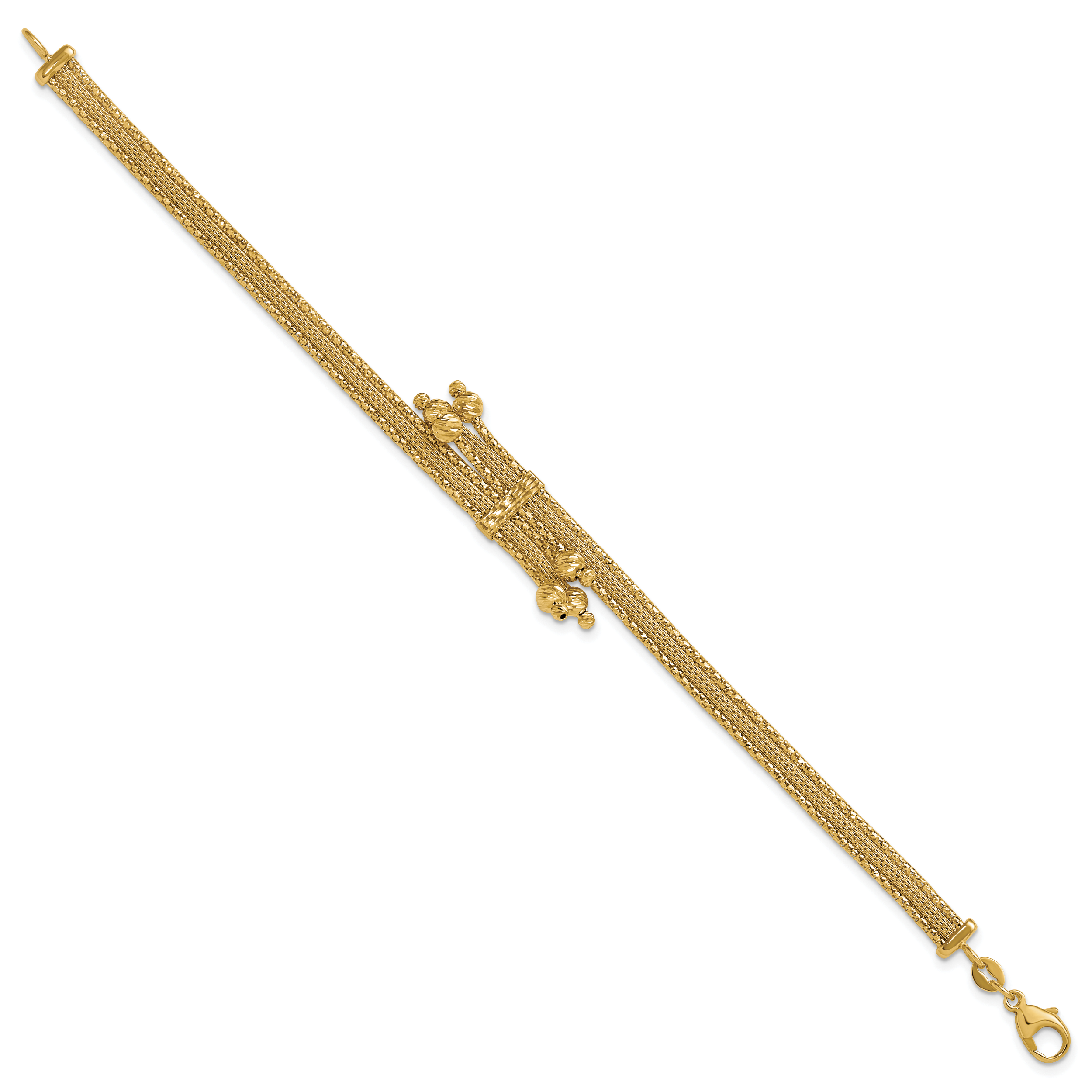 14K Polish/Texture/Dia-cut Fancy Bracelet