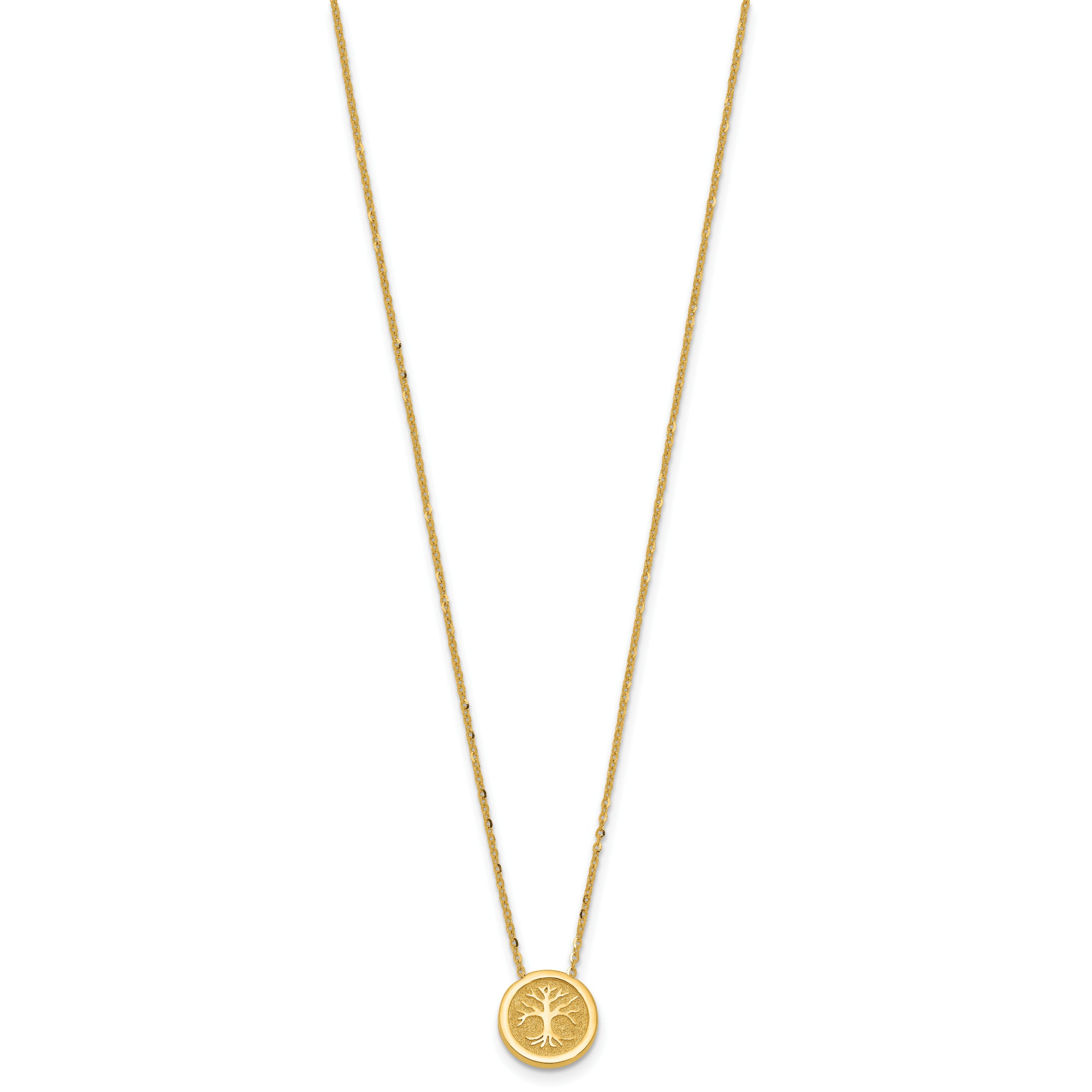 14K Polished and Satin Tree of Life Necklace