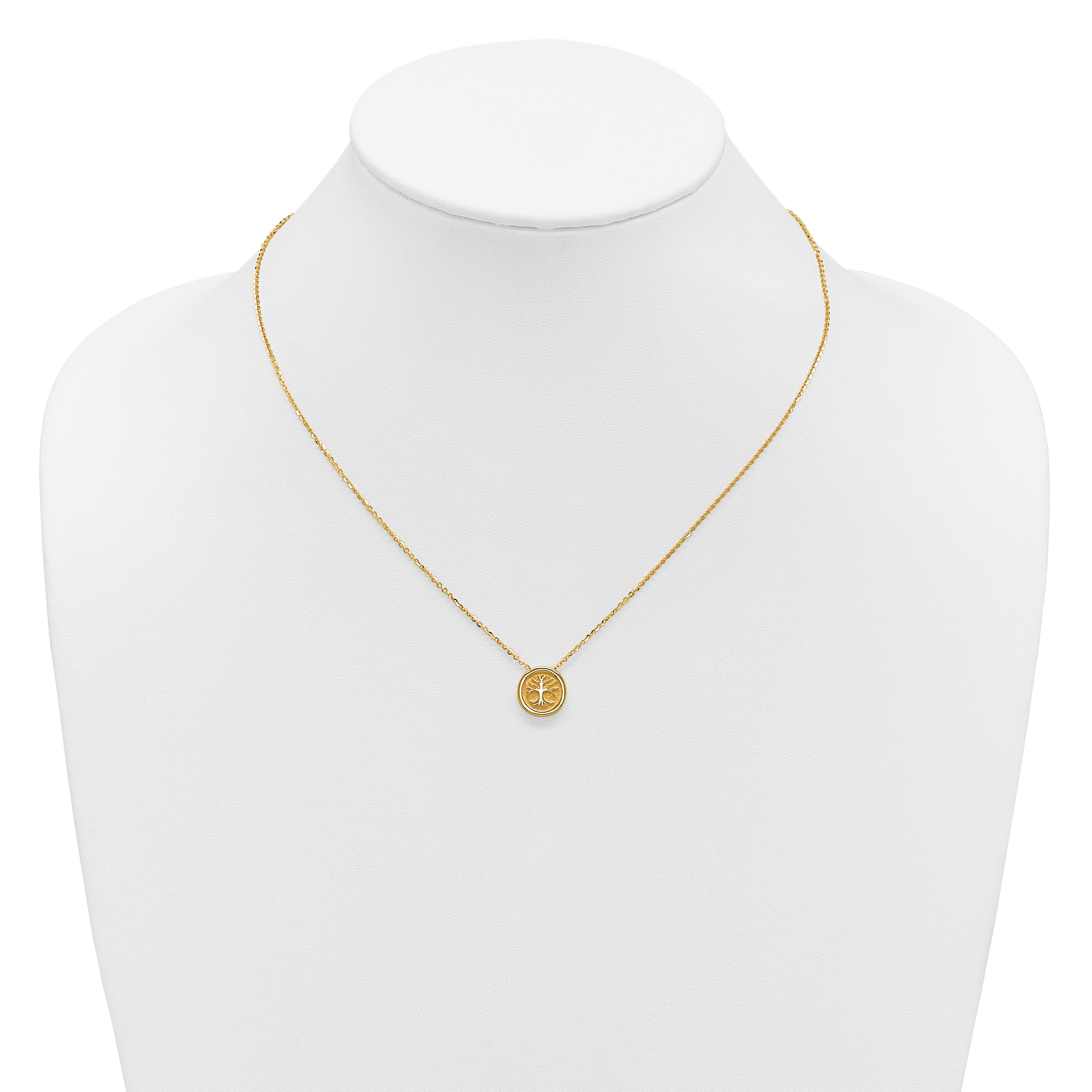 14K Polished and Satin Tree of Life Necklace