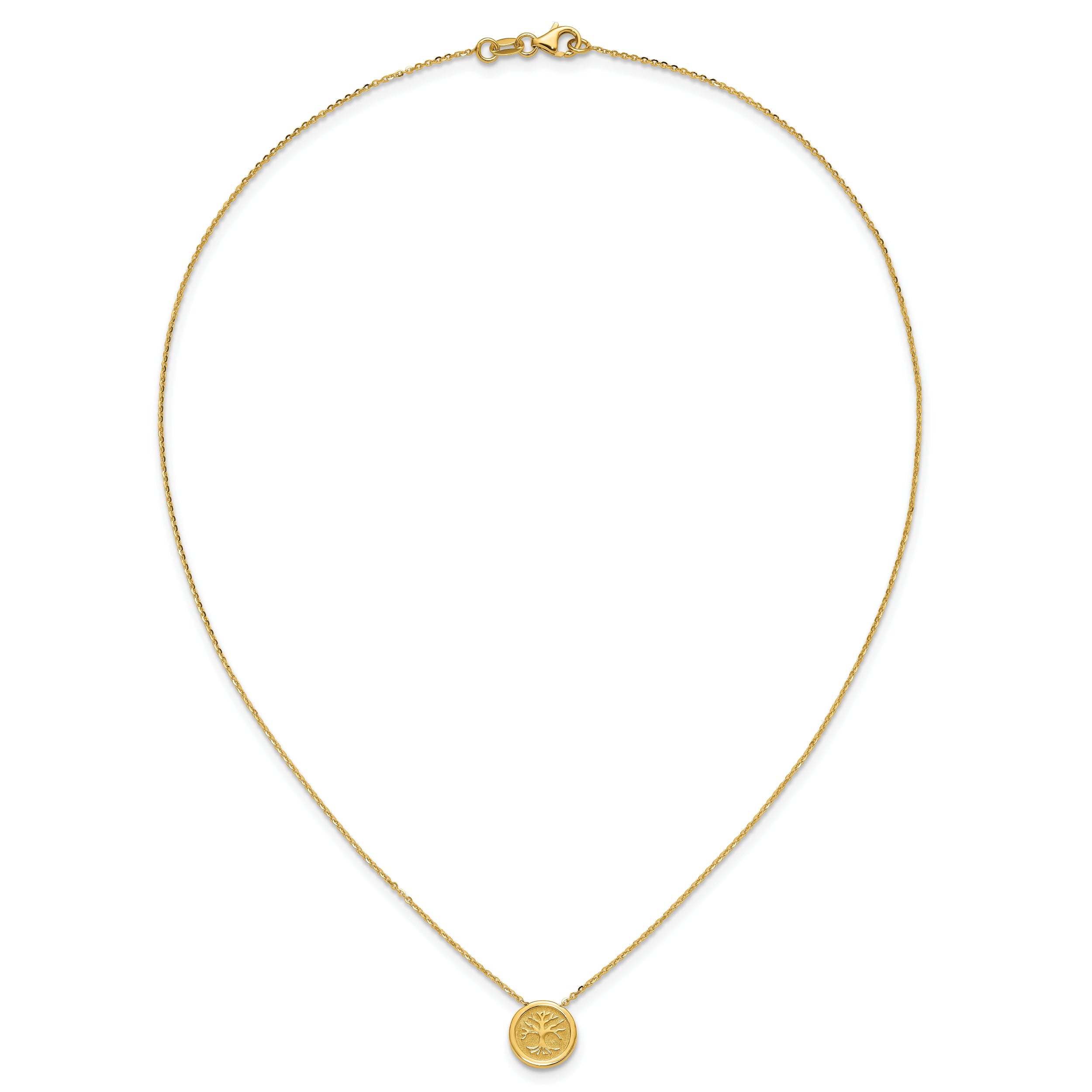 14K Polished and Satin Tree of Life Necklace