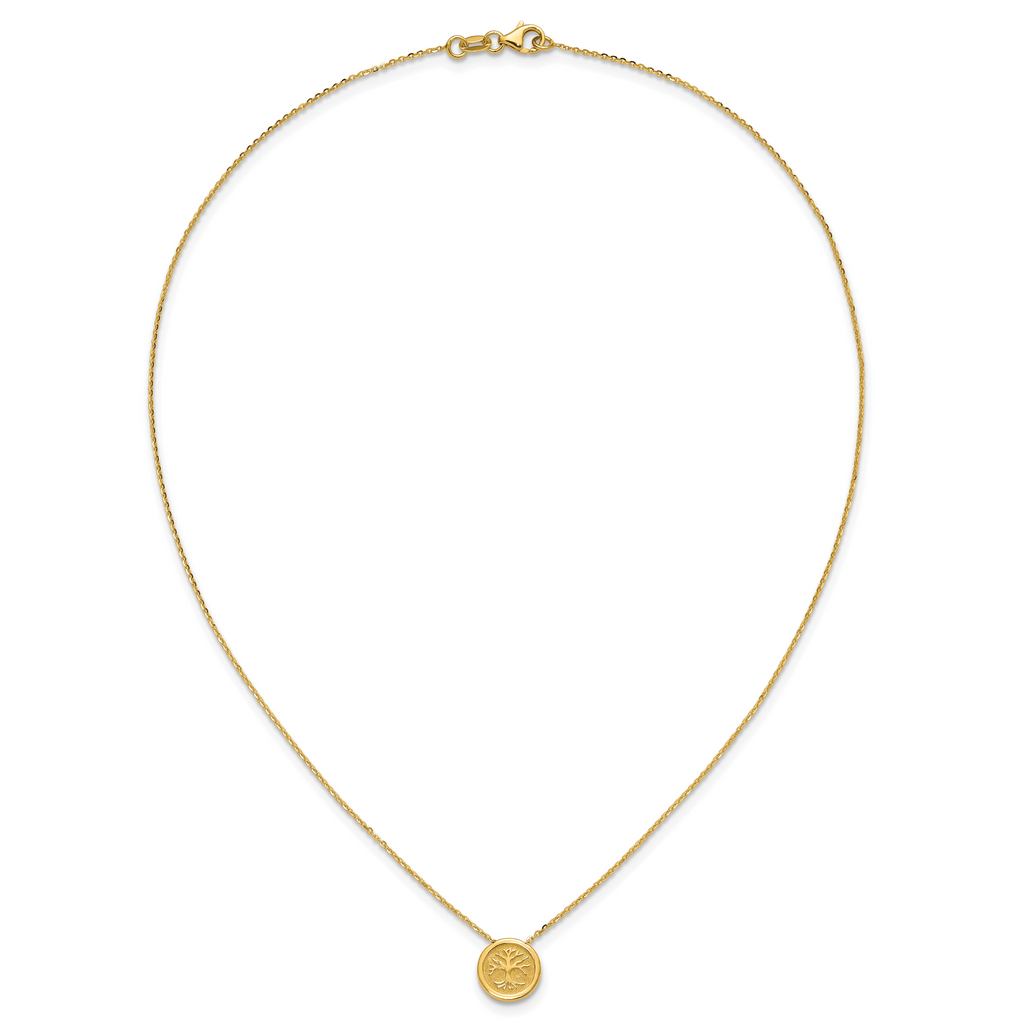 14K Polished and Satin Tree of Life Necklace