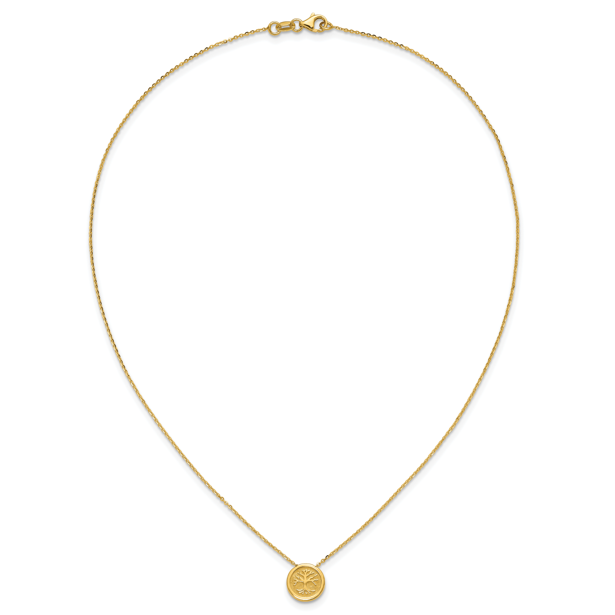 14K Polished and Satin Tree of Life Necklace
