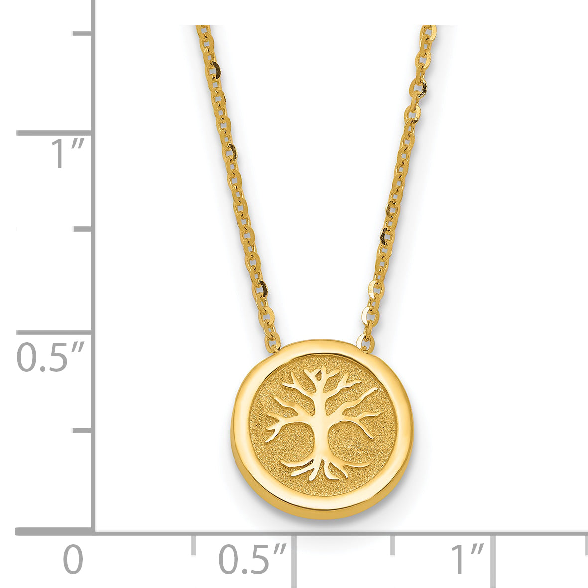 14K Polished and Satin Tree of Life Necklace
