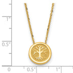 14K Polished and Satin Tree of Life Necklace