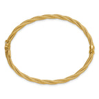 14K Polished and Textured Twisted Hinged Bangle