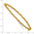 14K Polished and Textured Twisted Hinged Bangle