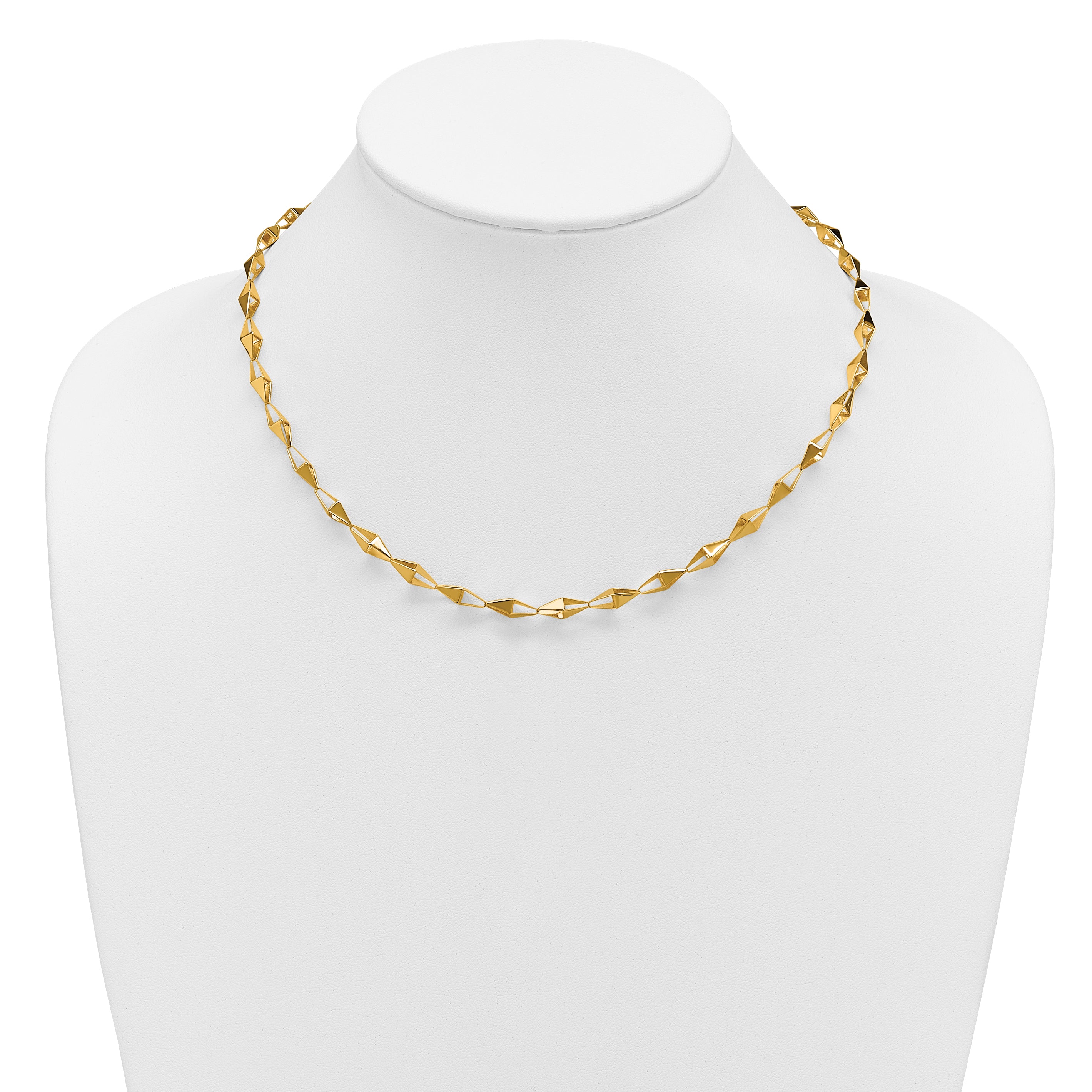 14K Polished Geometric Link Necklace