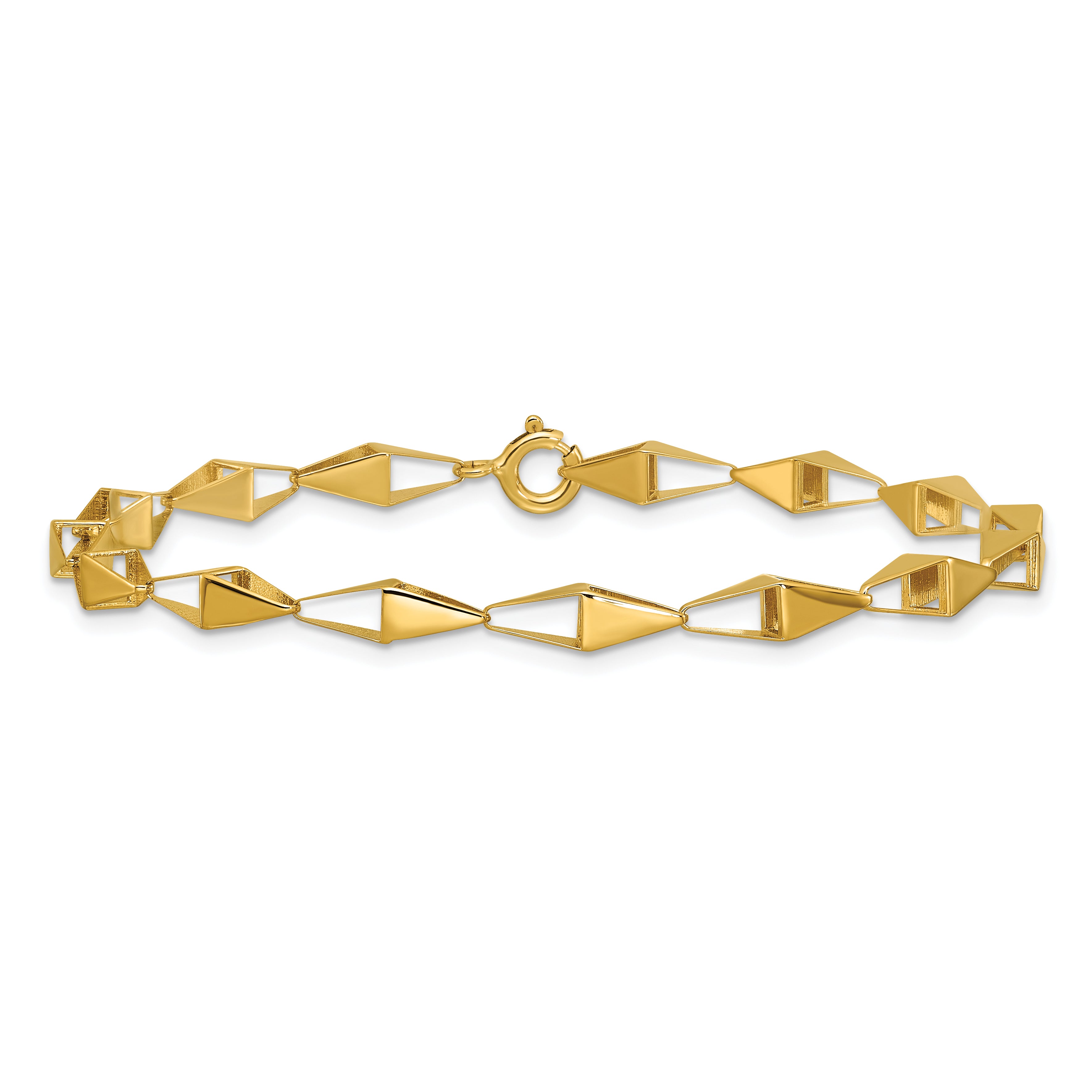 14K Polished Geometric Link Bracelet