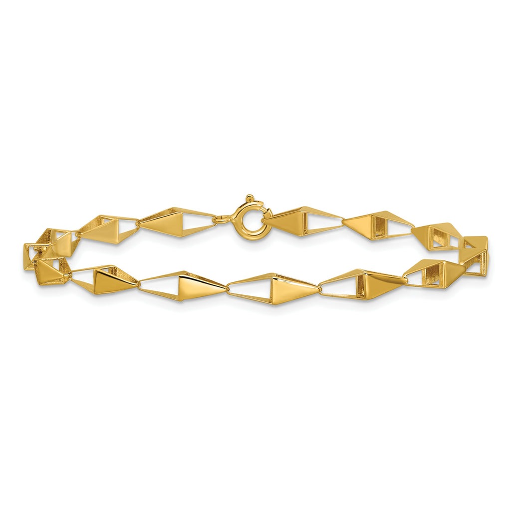 14K Polished Geometric Link Bracelet