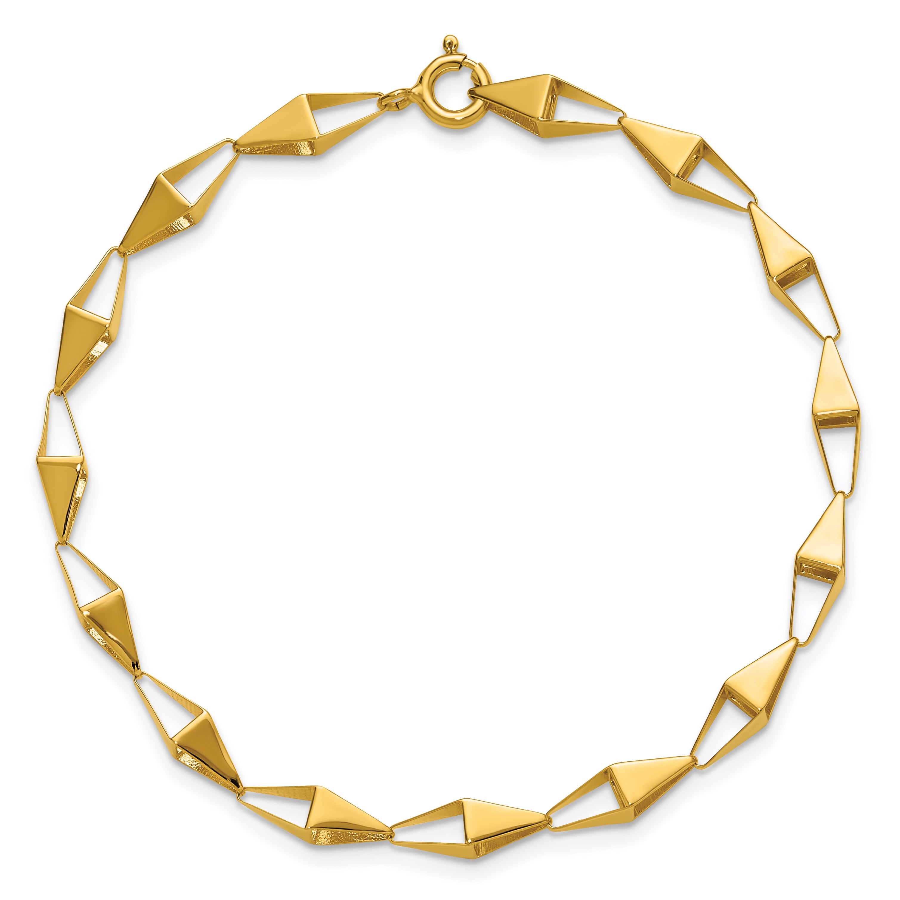 14K Polished Geometric Link Bracelet