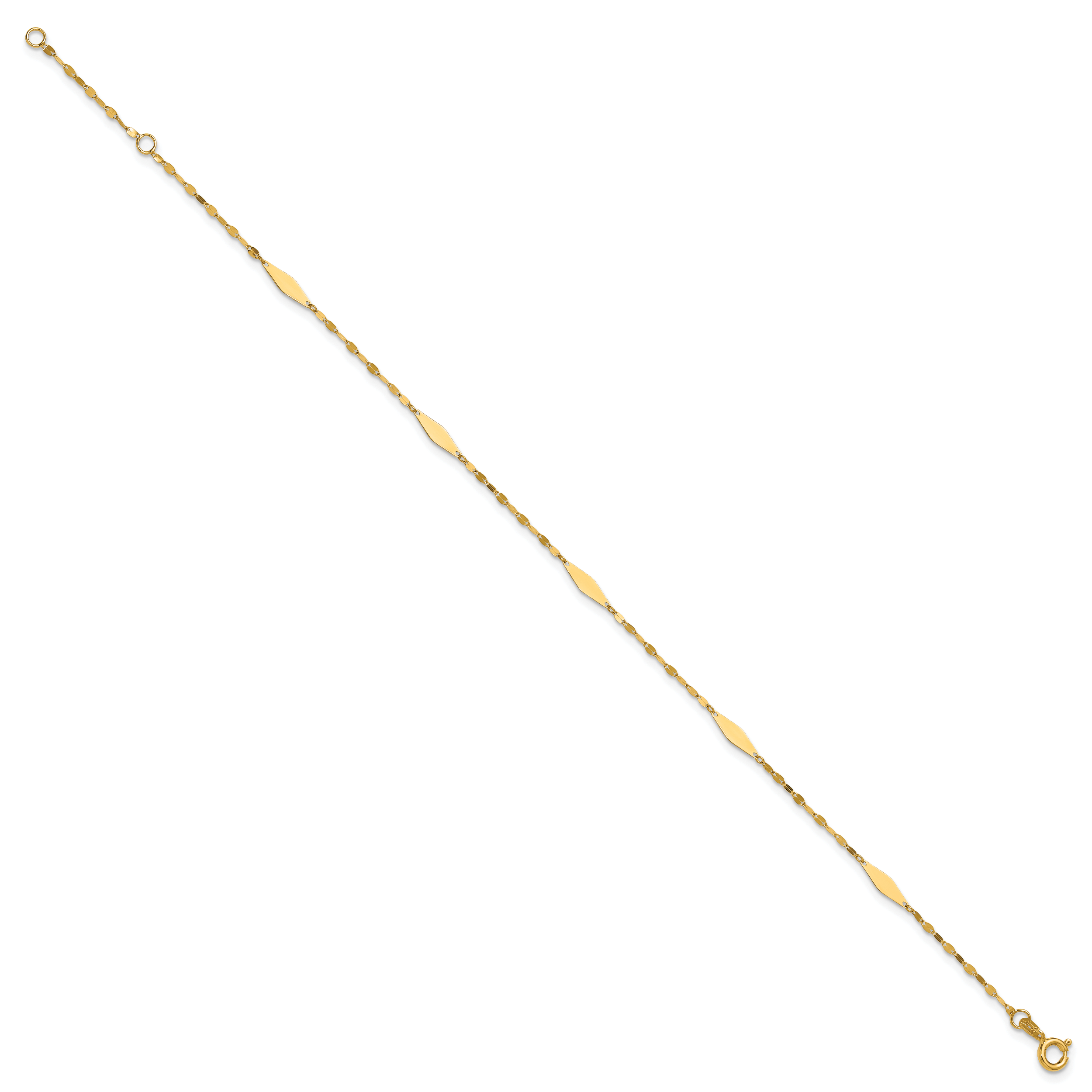 14K Geometric 5-Station 9 inch Plus 1 inch Extender - Total 10 inch Anklet Secondary image