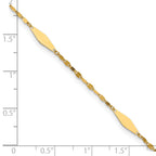 14K Geometric 5-Station 9 inch Plus 1 inch Extender - Total 10 inch Anklet